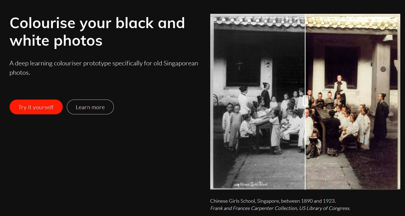 Fargelegg svart-hvitt bilder i colorise.sg..