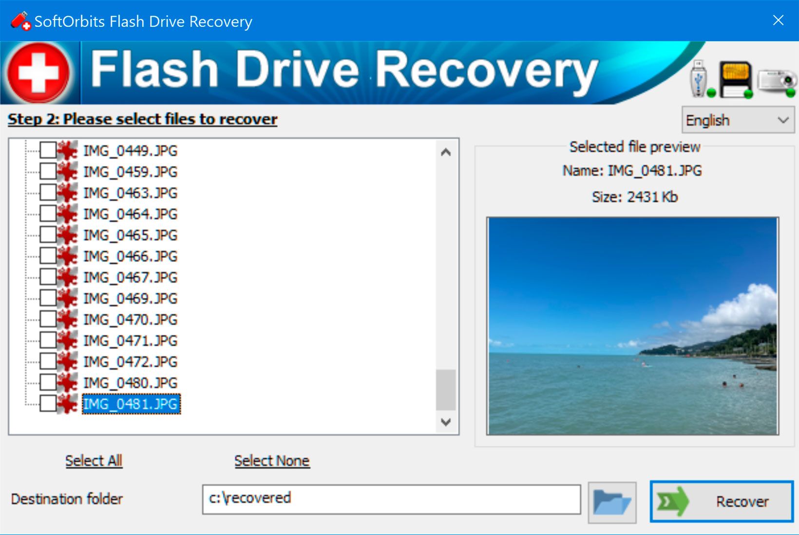 SoftOrbits Flash Drive Recovery Skjermbilde.