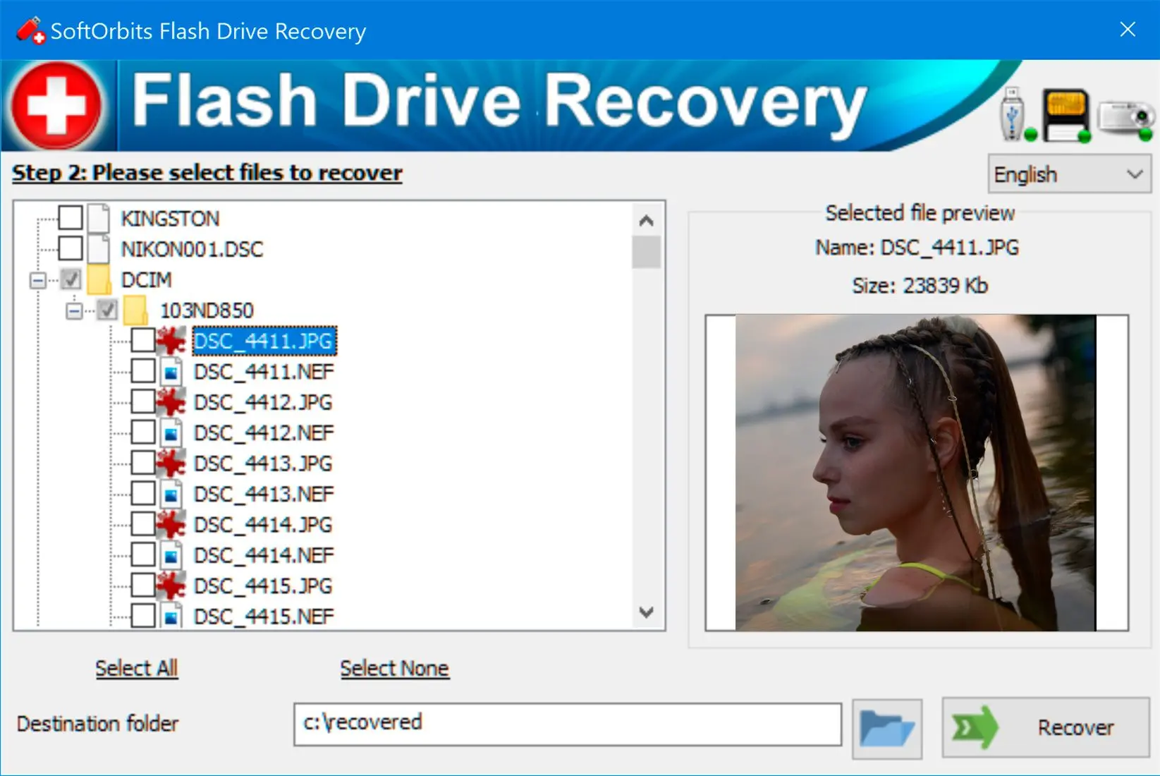 SoftOrbits Flash Drive Recovery Skjermbilde.