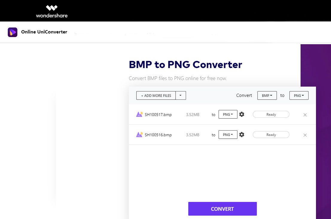 Velg BMP-filer for å konvertere til PNG..