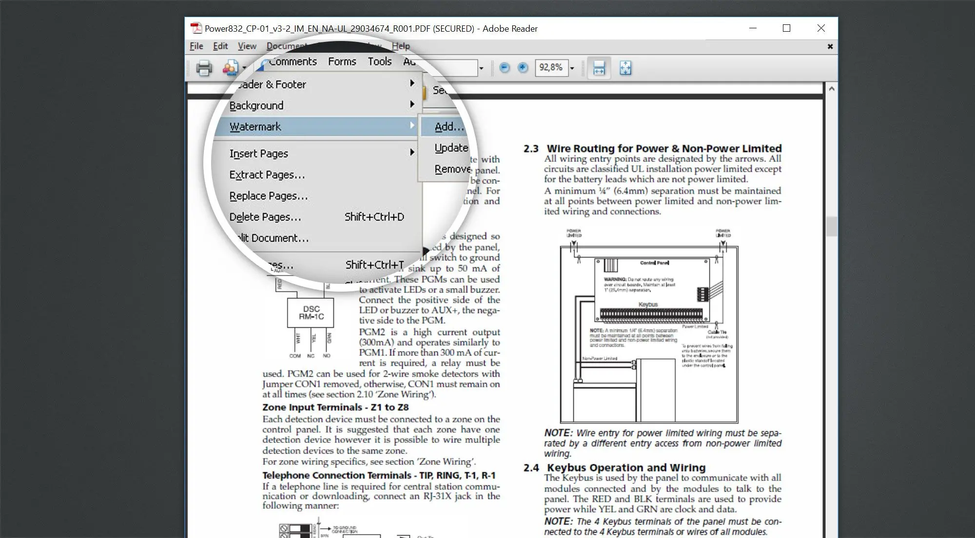 Fjern vannmerke fra PDF ved hjelp av Adobe Acrobat Reader.