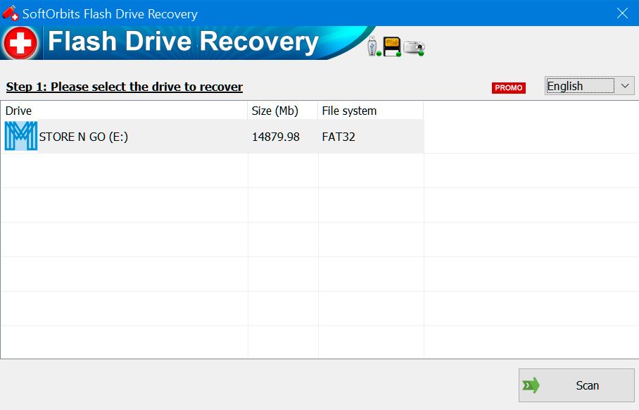 SoftOrbits Flash Drive Recovery Skjermbilde.